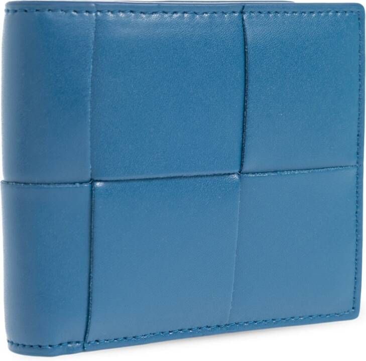 Bottega Veneta Leren opvouwbare portemonnee Blue Heren