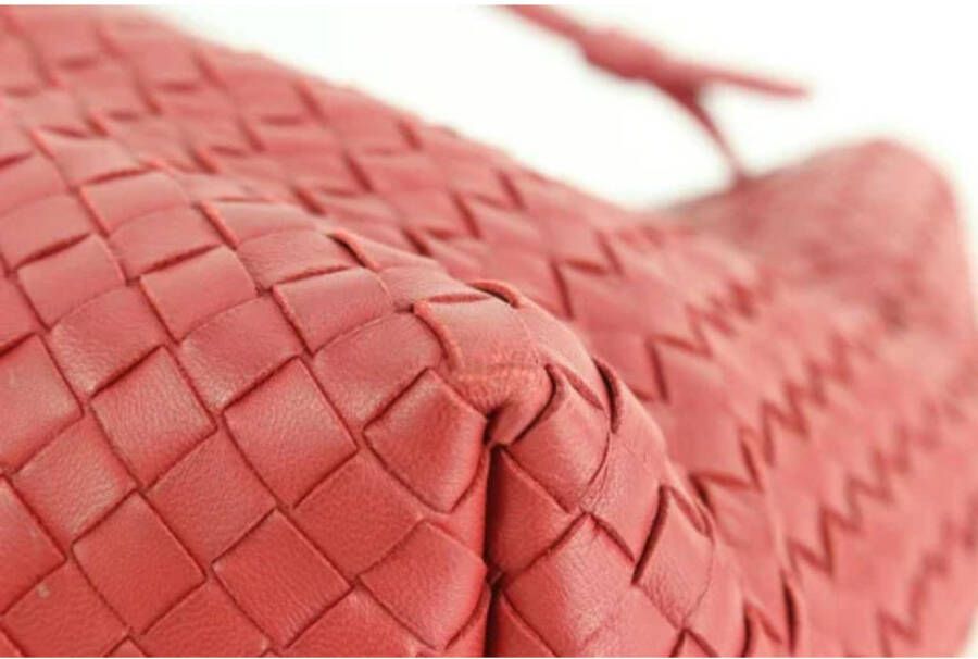 Bottega Veneta Vintage Tweedehands Leren Handtas Roze Dames