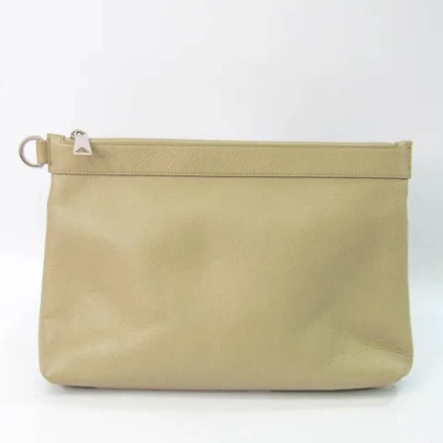 Bottega Veneta Vintage Stijlvolle tweedehands leren clutch Beige Dames