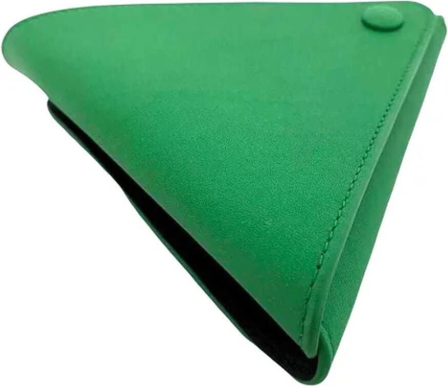 Bottega Veneta Vintage Tweedehands Groene Leren Bottega Veneta Clutch Groen Dames