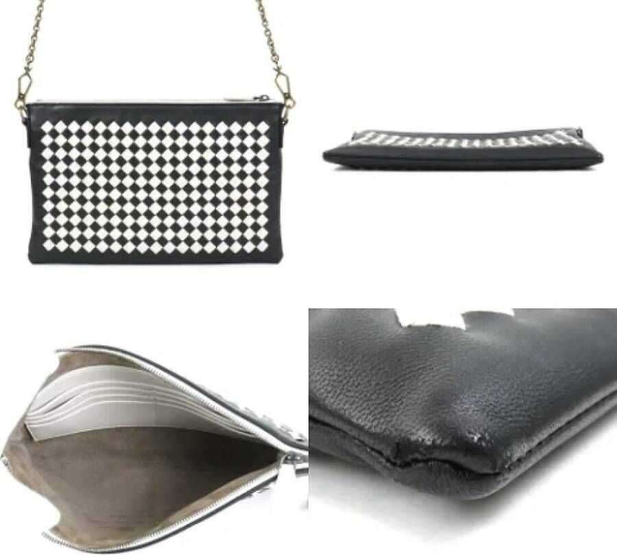 Bottega Veneta Vintage Zwarte Leren Vintage Clutch Zwart Dames