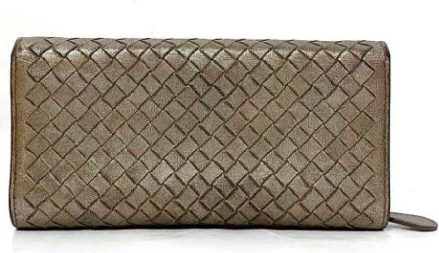 Bottega Veneta Vintage Tweedehands Bruin Leren Bottega Veneta Portemonnee Bruin Dames