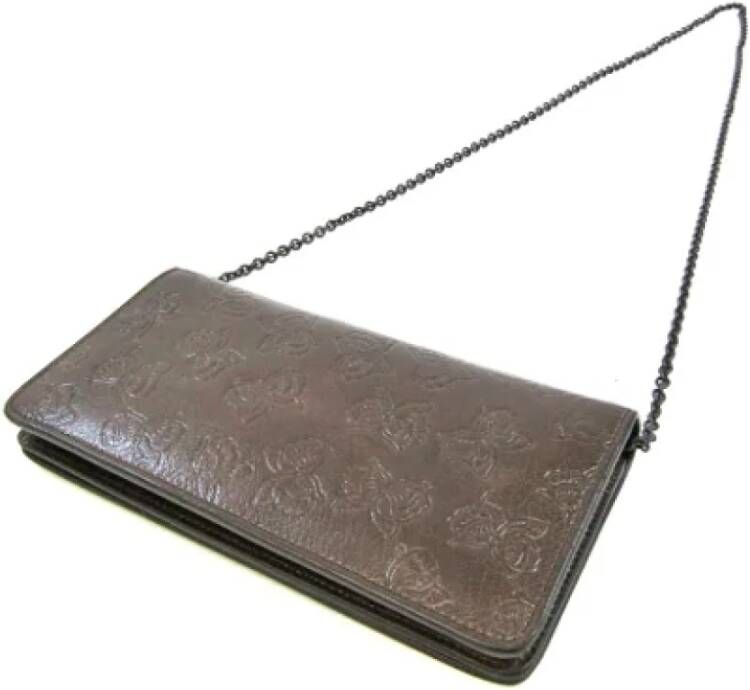 Bottega Veneta Vintage Tweedehands Bruin Leren Bottega Veneta Portemonnee Bruin Dames