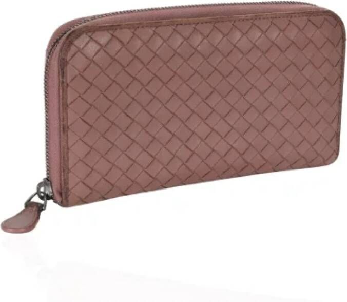 Bottega Veneta Vintage Tweedehands Bruin Leren Bottega Veneta Portemonnee Bruin Dames