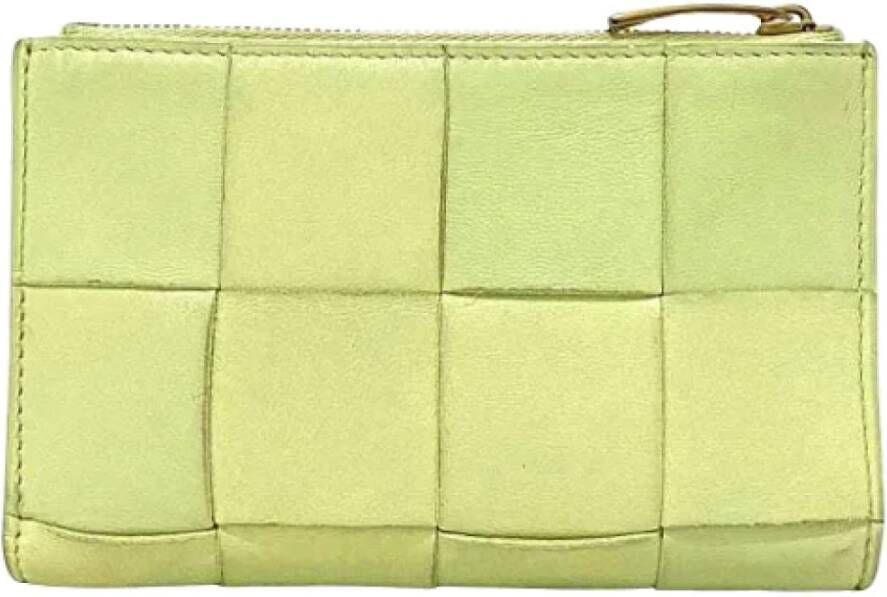 Bottega Veneta Vintage Tweedehands Gele Leren Bottega Veneta Portemonnee Geel Dames