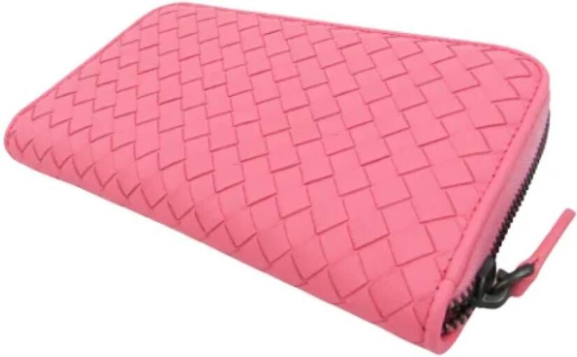 Bottega Veneta Vintage Leren Portemonnee Roze Dames