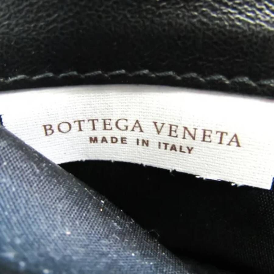 Bottega Veneta Vintage Tweedehands Zwarte Leren Portemonnee Zwart Heren