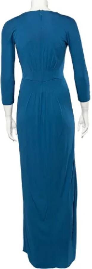 Bottega Veneta Vintage Tweedehands Blauwe Viscose Bottega Veneta Jurk Blauw Dames