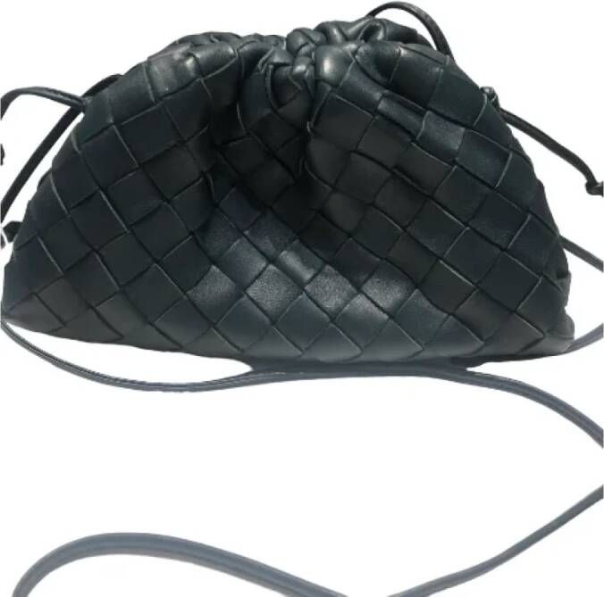 Bottega Veneta Vintage Tweedehands leren schoudertas Blauw Dames