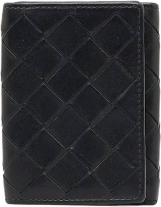 Bottega Veneta Vintage Tweedehands Zwarte Leren Bottega Veneta Portemonnee Black Dames
