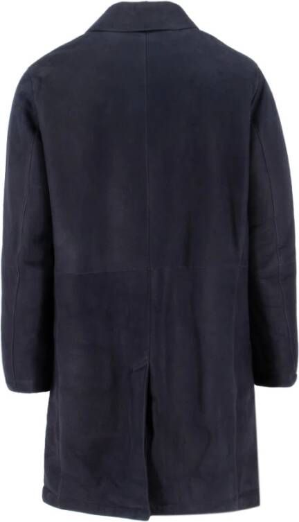 Brioni Single-Breasted Coats Blauw Heren