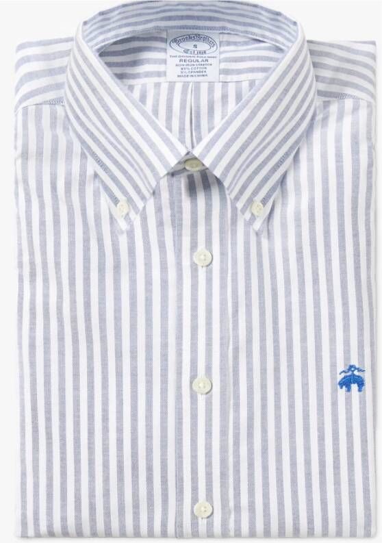Brooks Brothers Regular Fit Non-Iron Stretch Katoenen Casual Overhemd Blue Heren
