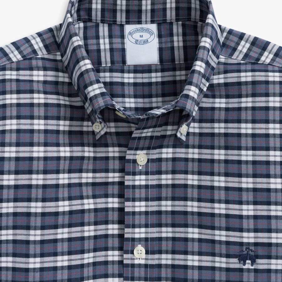 Brooks Brothers Donkerblauw Regular Fit Non-Iron Stretch Katoenen Overhemd met Knoop-Down Kraag Blue Heren