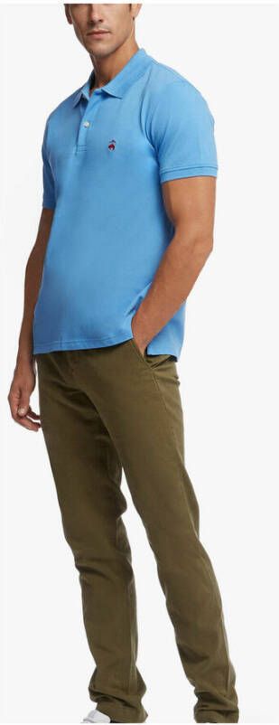 Brooks Brothers Extra-slank fit korte mouwen Suppon Cotton Polo Shirt Blauw Heren
