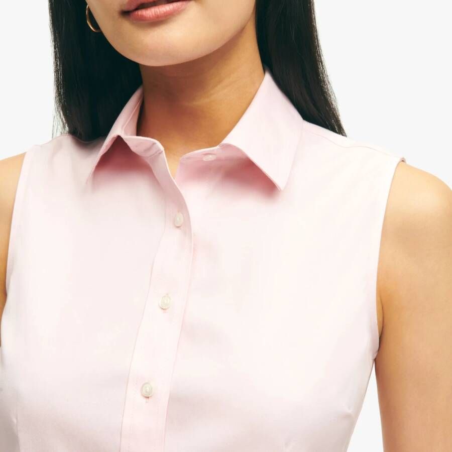 Brooks Brothers Fitted Non-Iron Stretch Supima Cotton Sleeveless Dress Shirt Roze Dames