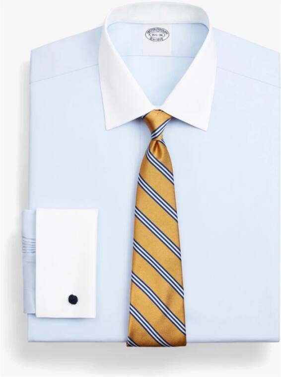 Brooks Brothers Lichtblauw Regular Fit Non-Iron Stretch Supima Katoenen Pinpoint Oxford Overhemd met Ainsley Kraag Blue Heren