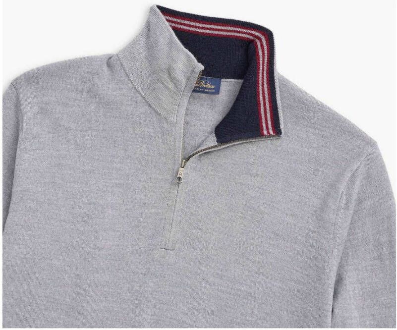 Brooks Brothers Merino half-zip gebreide trui Grijs Heren