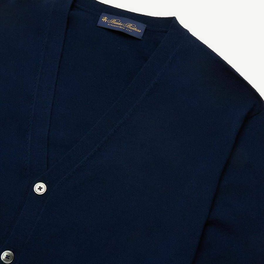 Brooks Brothers Merinowol Cardigan Blauw Heren