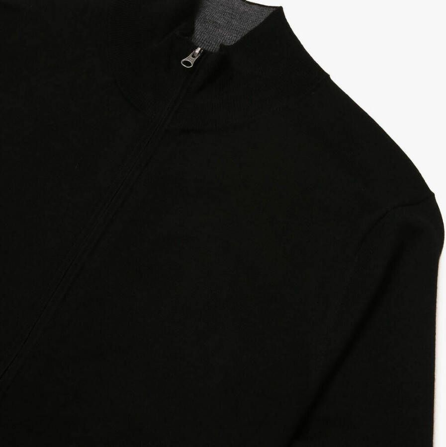 Brooks Brothers Merino Wool Zip-Up Cardigan Zwart Heren