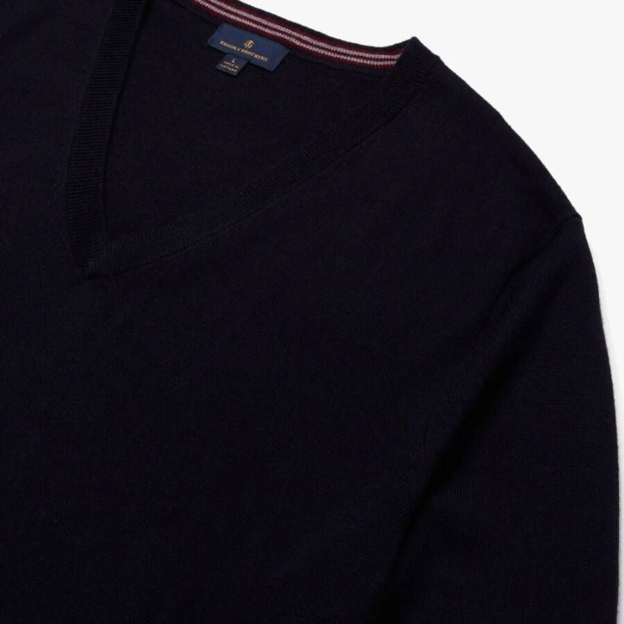 Brooks Brothers Merinowol V-hals trui Blauw Heren
