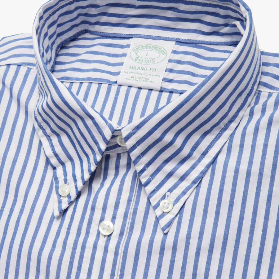 Brooks Brothers Milano Slim-Fit Sport Shirt Broad Cloth button-down kraag Blauw Heren