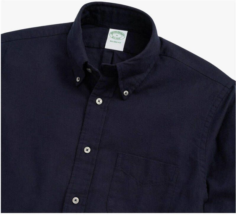 Brooks Brothers Milano Slim-Fit Sport Overhemd Portugese flanel knoop-down kraag Blauw Heren
