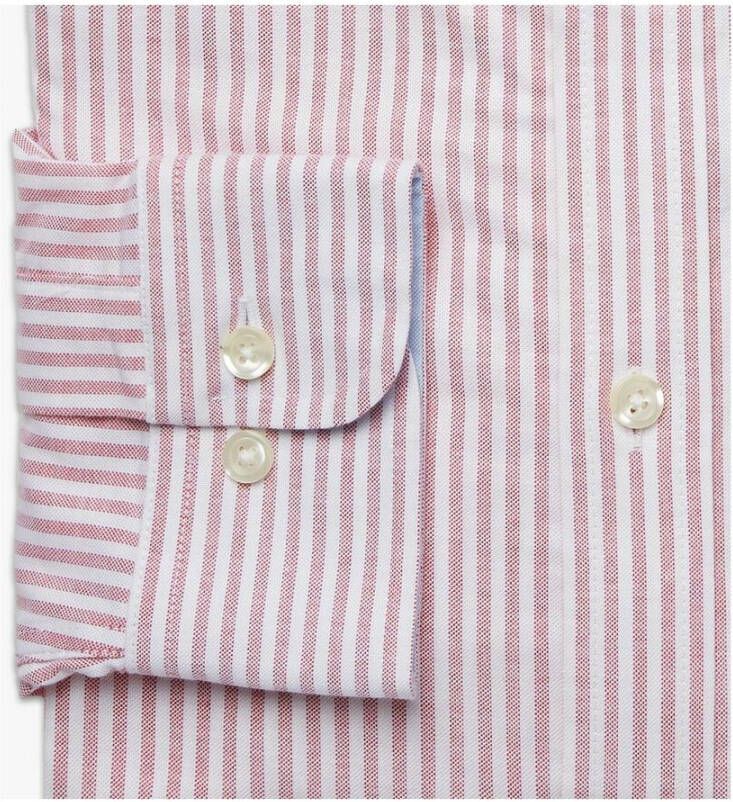 Brooks Brothers Regent Regelijke Fitionurs Sport Shirt Oxford Stretch knoop-down kraag Rood Heren