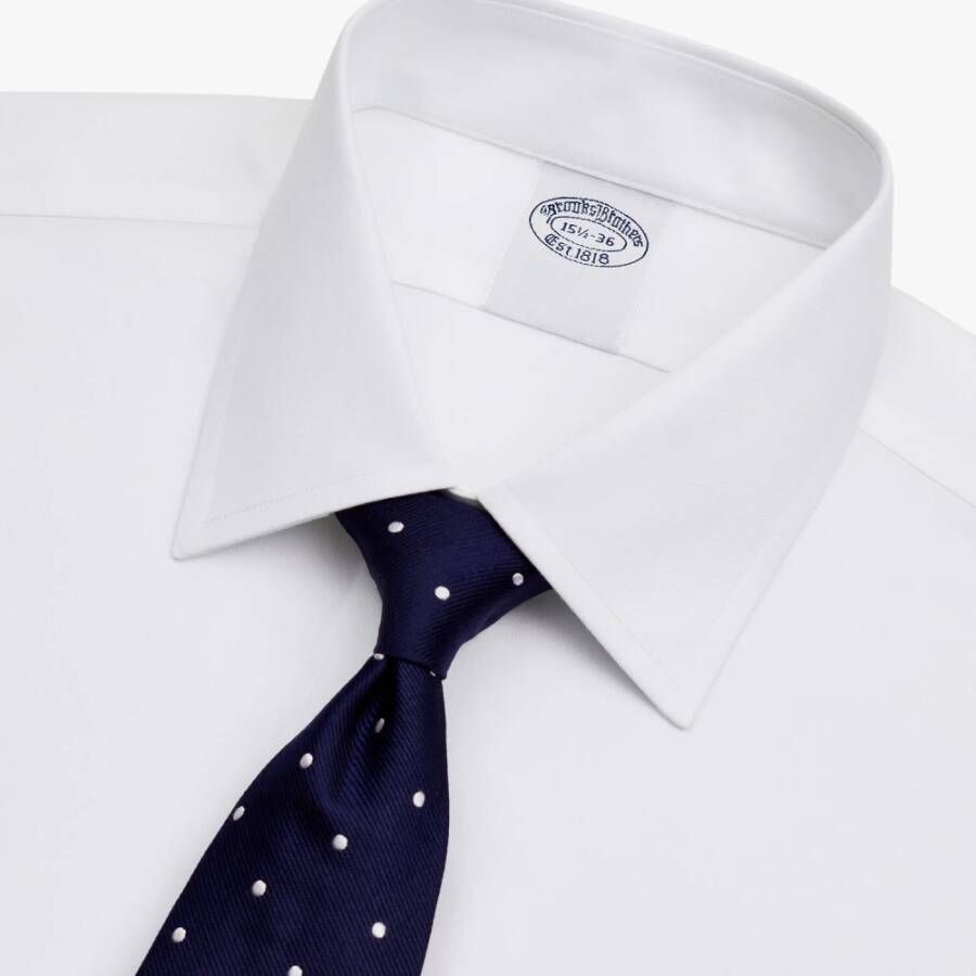 Brooks Brothers Slim Fit Witte Non-Iron Stretch Katoenen Overhemd met Ainsley Kraag Wit Heren