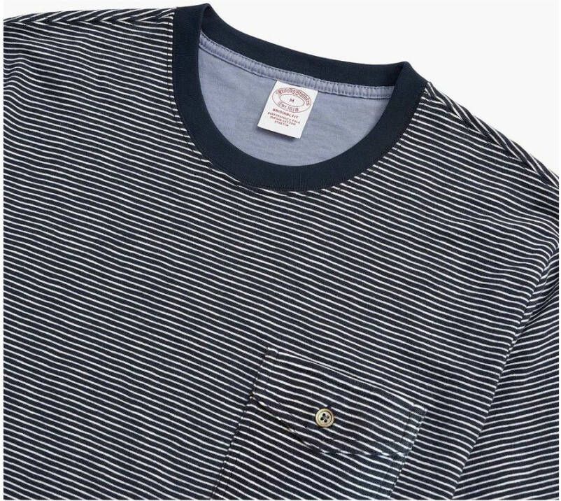 Brooks Brothers Gestreepte slomp katoenen pocket t-shirt Blauw Heren