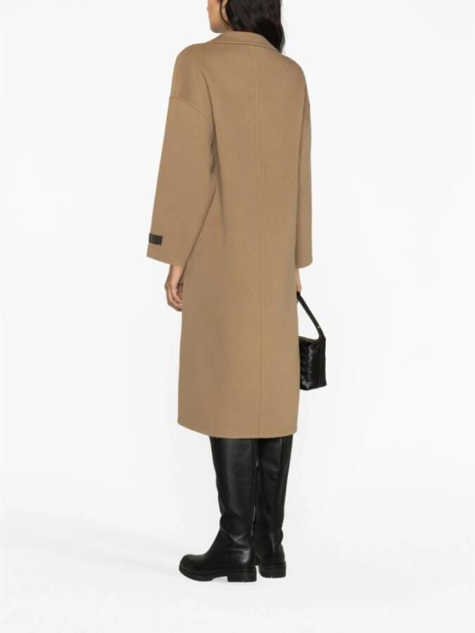 BRUNELLO CUCINELLI Bruine Dubbelrijige Jas van Virgin-Wol Bruin Dames