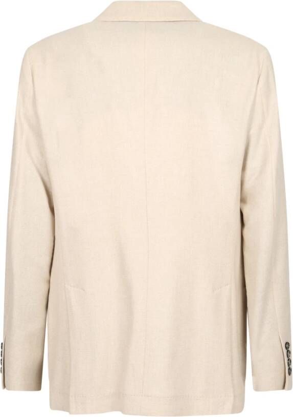 BRUNELLO CUCINELLI Elegante Beige Dubbelrij Blazer Beige Heren