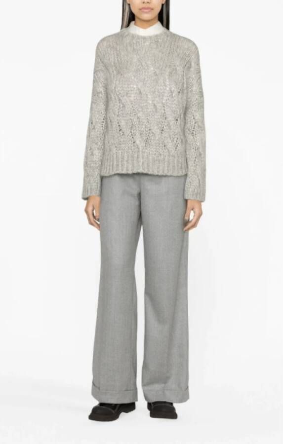 BRUNELLO CUCINELLI Round-neck Knitwear Grijs Dames