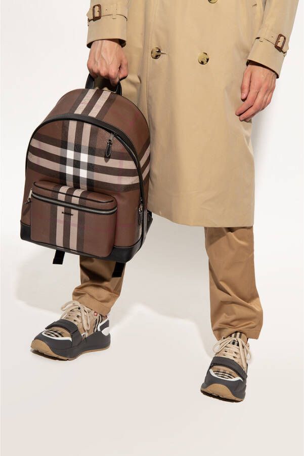 Burberry Gecontroleerde rugzak Bruin Heren