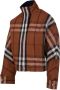 Burberry Bruine Geruite Jassen met Opstaande Kraag en Verborgen Rits Brown Dames - Thumbnail 2