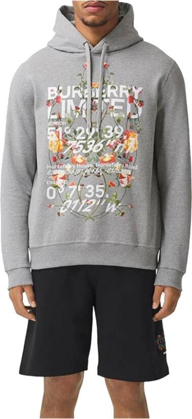 Burberry Katoenen hoodie met bloemenprint Grijs Heren