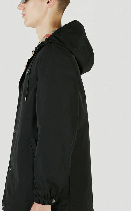 Burberry Reversible Check Hooded Jacket Zwart Heren