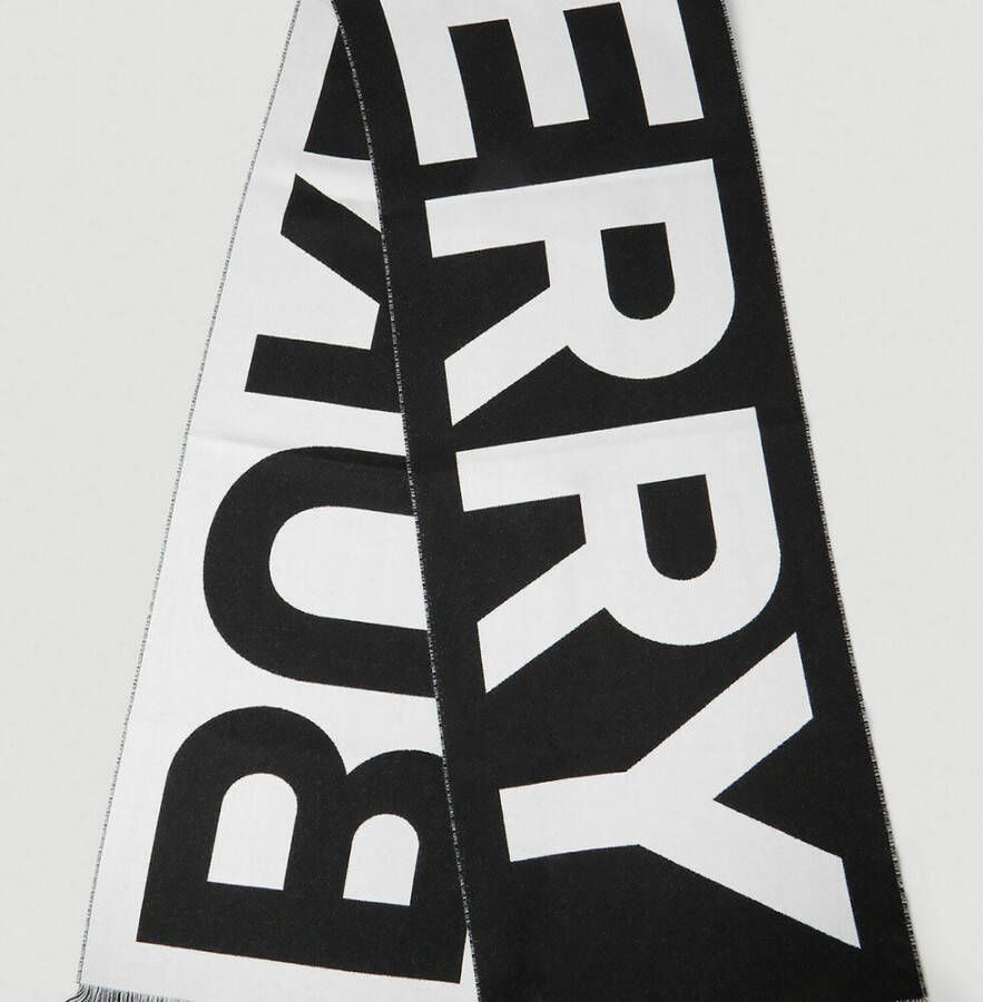 Burberry Iconische Zwarte Logo Sjaal Zwart Unisex