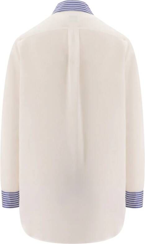 Burberry Witte Zijden Overhemd met Gestreept Motief Wit Dames