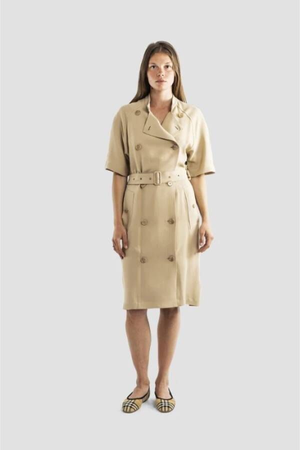 Burberry Stijlvolle Trench Jurk Beige Dames Kledingwinkel