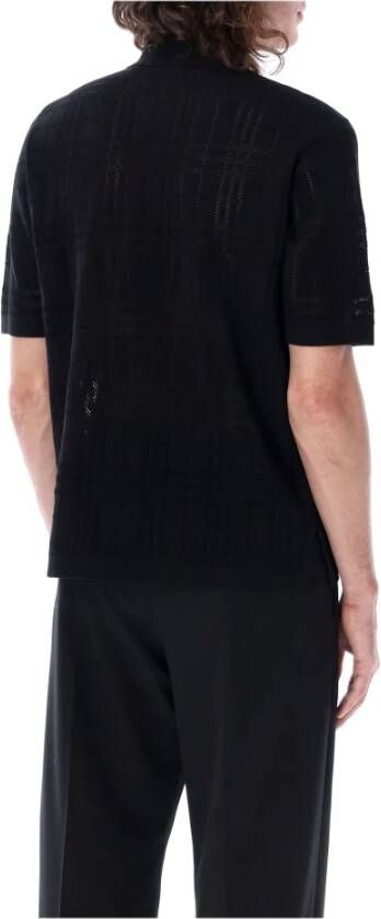 Burberry Zwart Check Oversized Polo Shirt Zwart Heren