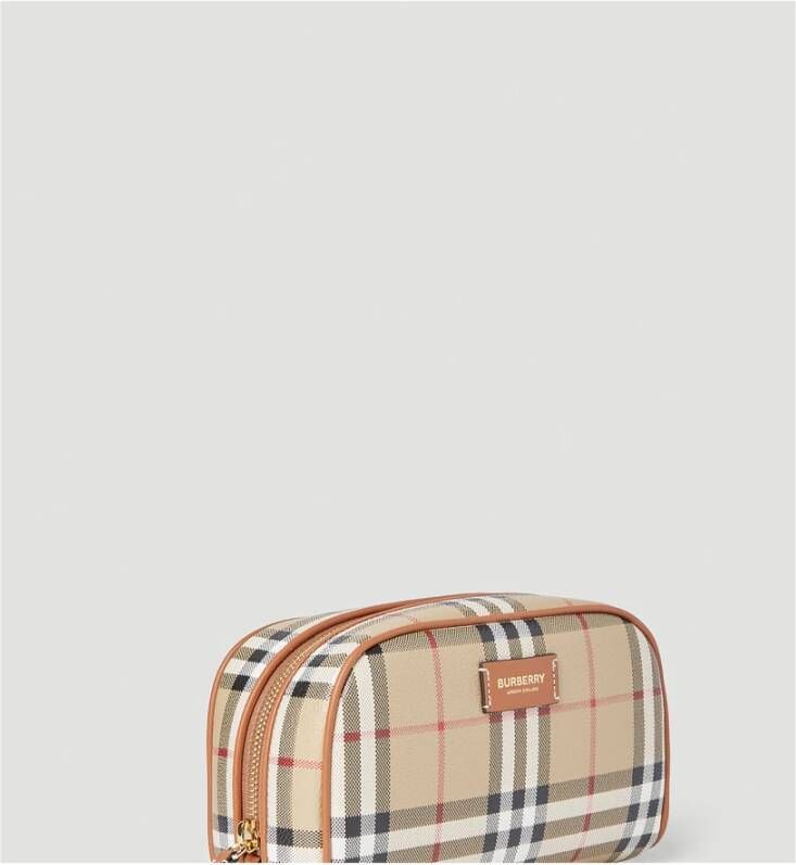 Burberry Check Cosmetic Pouch Beige Dames