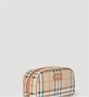 Burberry Stijlvolle Check Cosmetic Pouch Beige Dames - Thumbnail 4