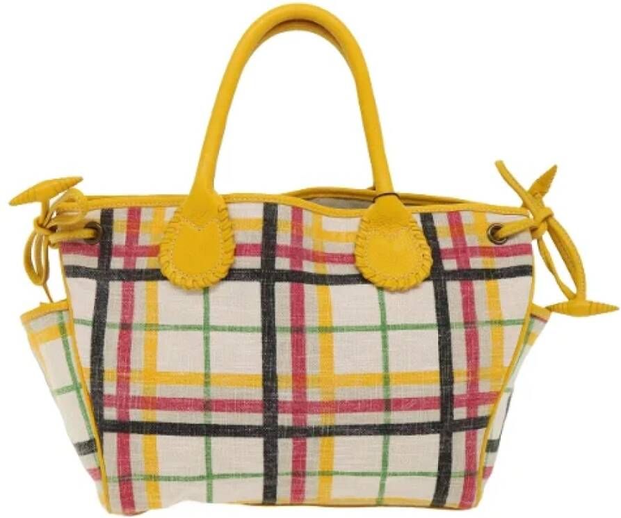 Burberry Vintage Pre-owned Canvas shoulder-bags Geel Dames