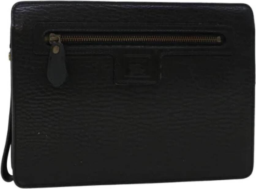 Burberry Vintage Pre-owned Leather clutches Black Dames