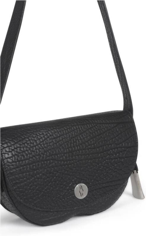 Burberry Zwarte leren schoudertas met ridderontwerp Black Dames