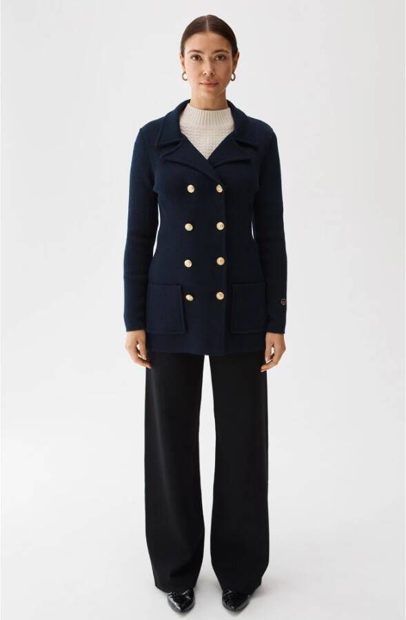 Busnel Double-Breasted Coats Blauw Dames