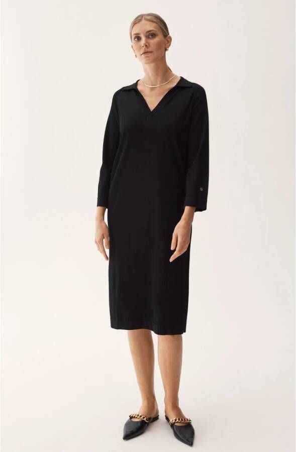 Busnel Rennie Basic V-Hals Jurk Zwart Dames