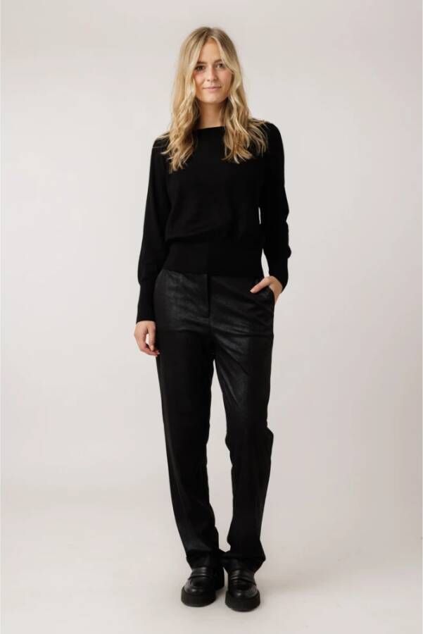 By-Bar Lore Pullover met Schoudervulling Black Dames
