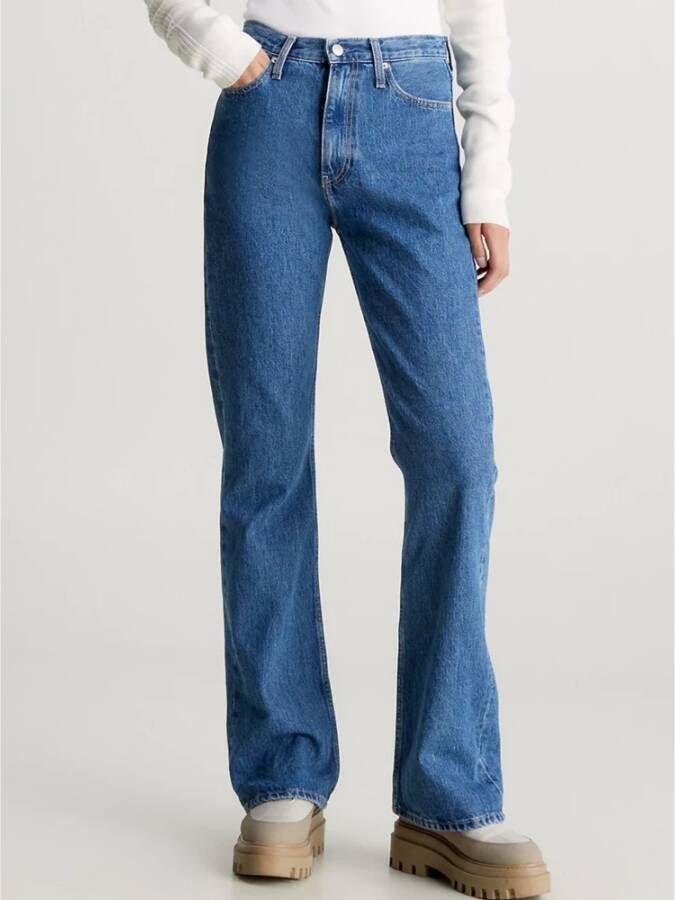 Calvin Klein Jeans Blauwe Katoenen Jeans met Rits en Knoopsluiting Blue Dames