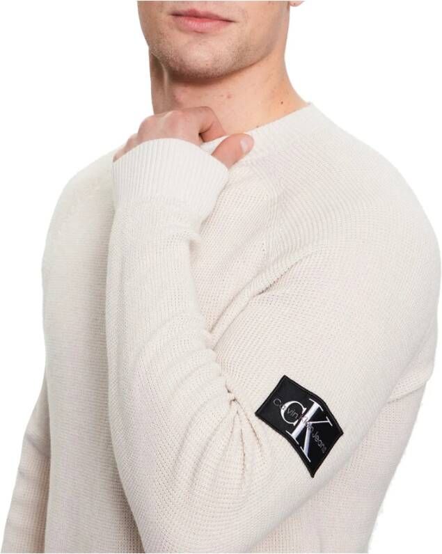 Calvin Klein Beige Sweaters met Arm Patch Beige Heren